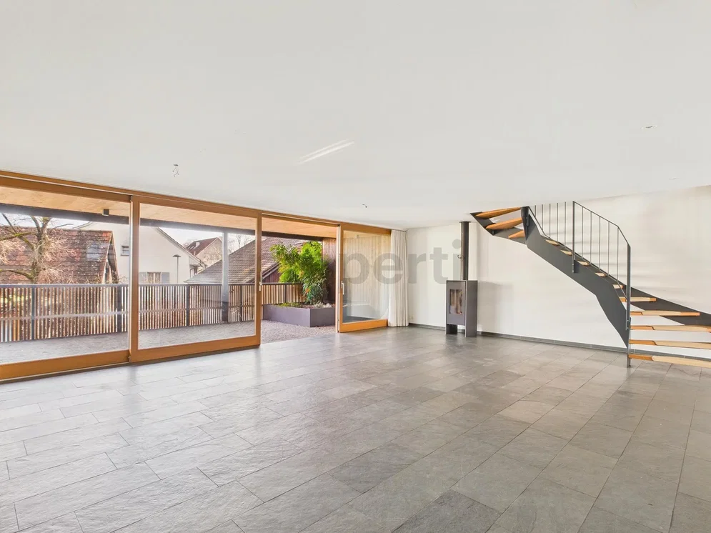 Salon; carrelage, vue, lumière naturelle