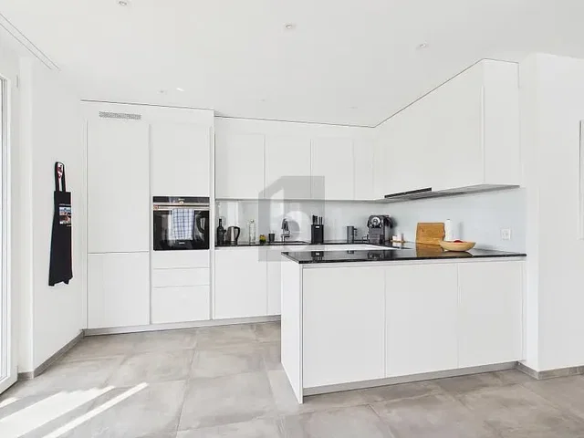 Keuken; keukenapparatuur, tegelvloer, natuurlijk licht, moderne stijl