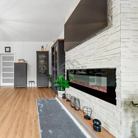 Дневна соба; камин, модерни стил, дрвени под, природно светло