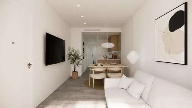 Wohnzimmer; moderner stil, tageslicht, holzboden