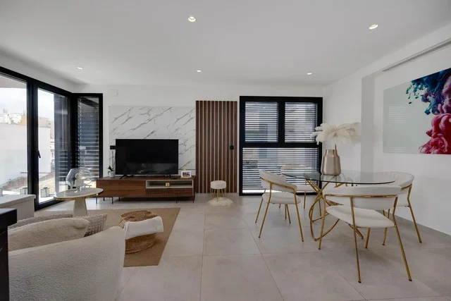 Salon; światło dzienne, podłoga z płytek, styl nowoczesny