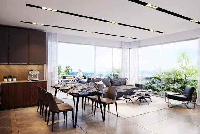 Obývací pokoj; výhled, přirozené světlo, moderní styl