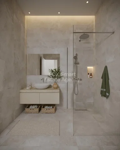 Badezimmer; fliesenboden, renoviert, tageslicht, moderner stil