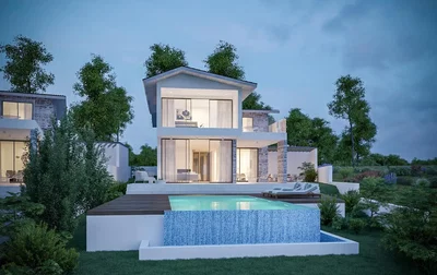 Maison et environs; vue, lumière naturelle