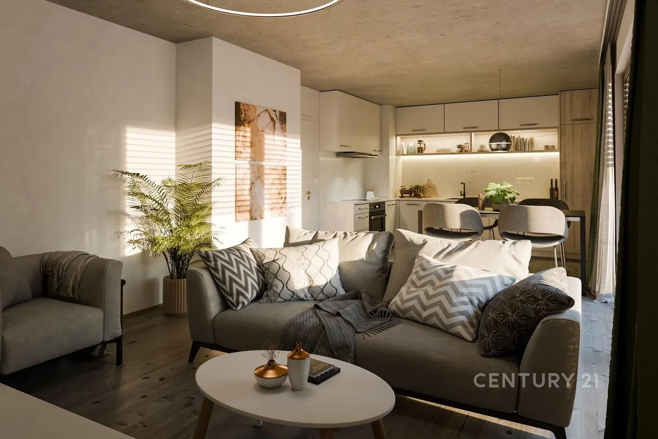 Wohnzimmer; tageslicht, moderner stil, holzboden