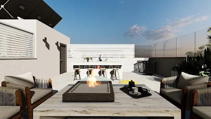 Terrasse; cheminée, vue, lumière naturelle