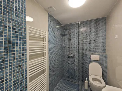 Купатило; плочице, реновиран, природно светло, модерни стил