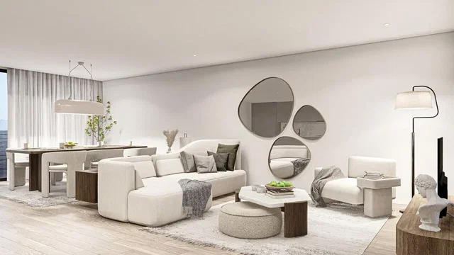Oturma odası; doğal ışık, modern stil, ahşap zemin