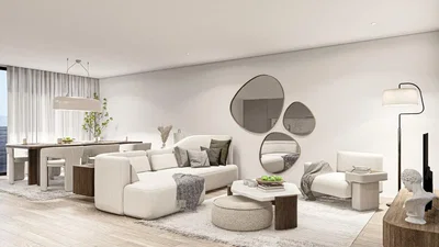 Living room; natural light, modern style, wood floor