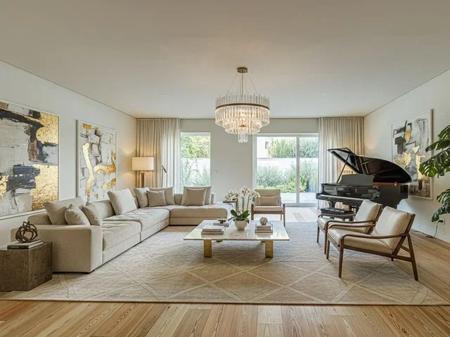 Salon; lumière naturelle, style moderne, parquet