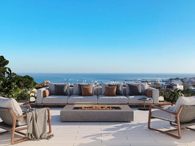 Terrace; view, fireplace