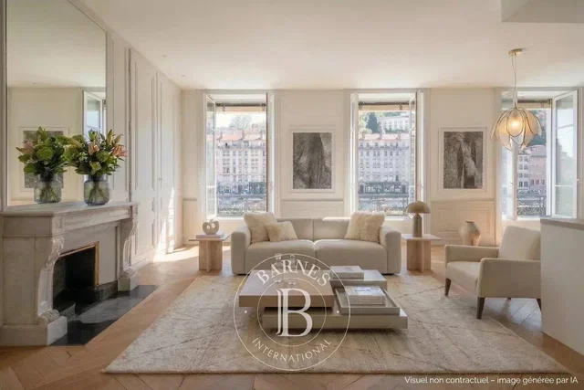 Wohnzimmer; blick, kamin, holzboden, tageslicht, moderner stil