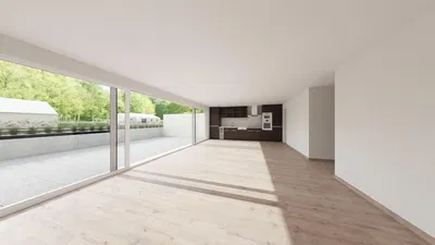 Dnevni boravak; pogled, drveni pod, prirodna svjetlost, kućanski aparati