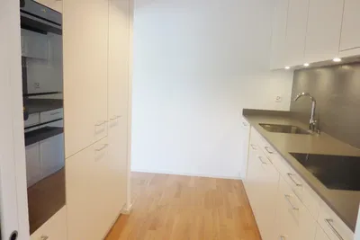 Küche; küchengeräte, holzboden, renoviert, tageslicht, moderner stil