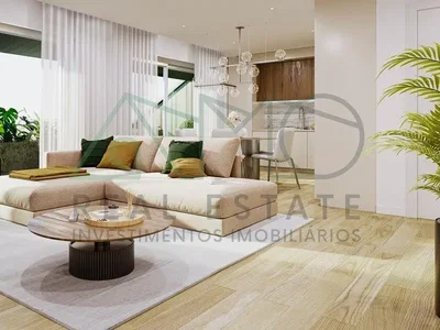 Oturma odası; manzara, doğal ışık, modern stil, ahşap zemin