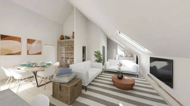 Living room; natural light, modern style, tile floor
