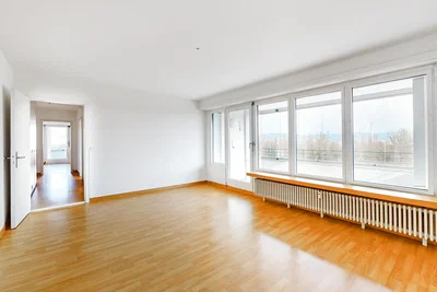 Salon; vue, parquet, lumière naturelle