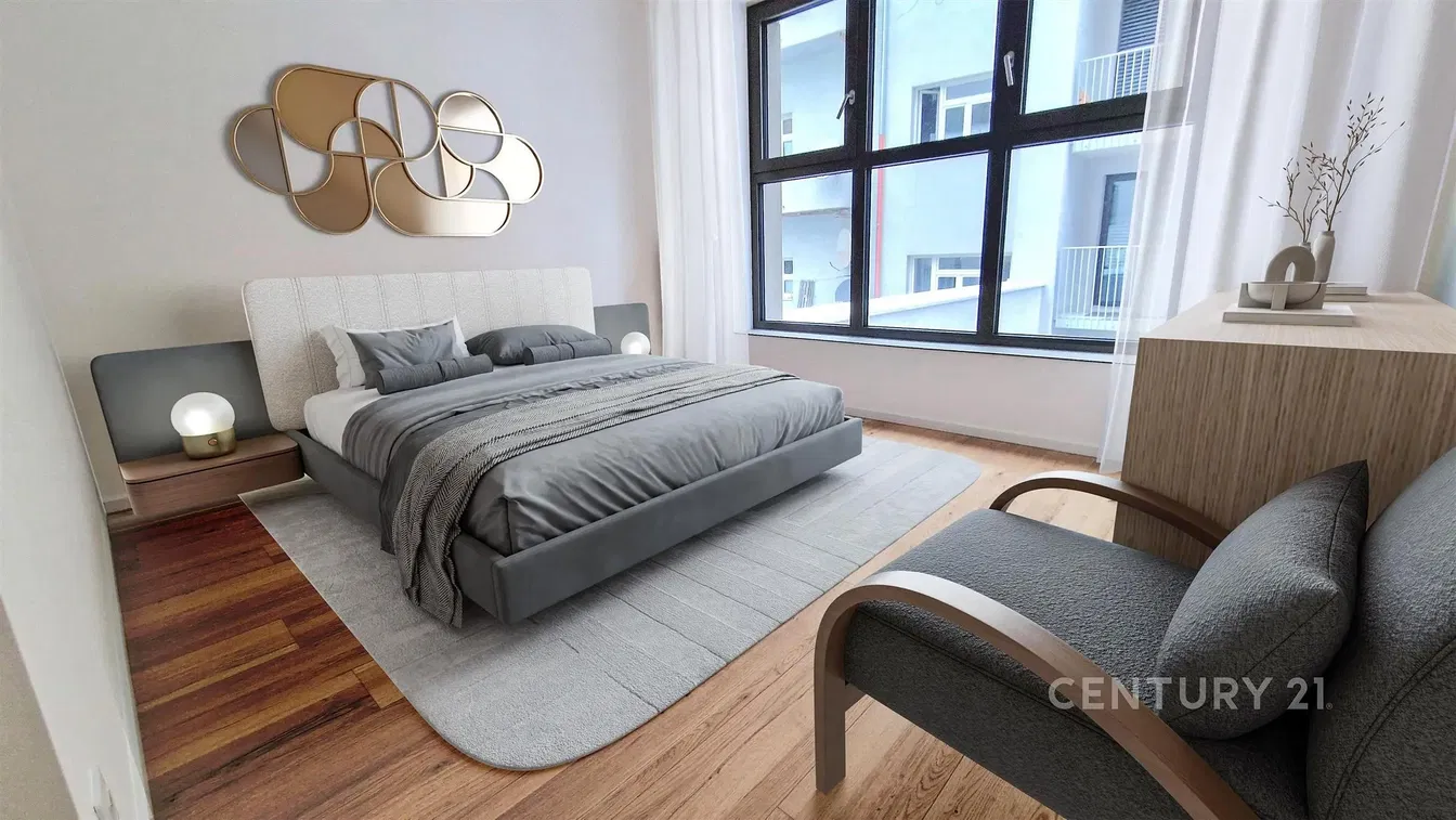 Camera da letto; luce naturale, stile moderno, pavimento in legno