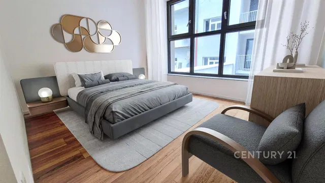 Schlafzimmer; tageslicht, moderner stil, holzboden