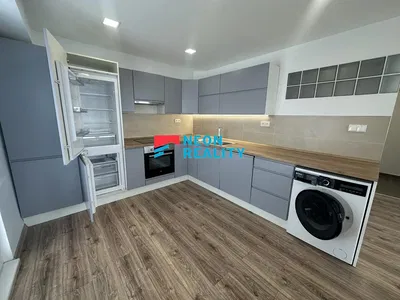 Kitchen; kitchen appliances, renovated, wood floor