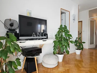 Sala de estar; chão de madeira, luz natural