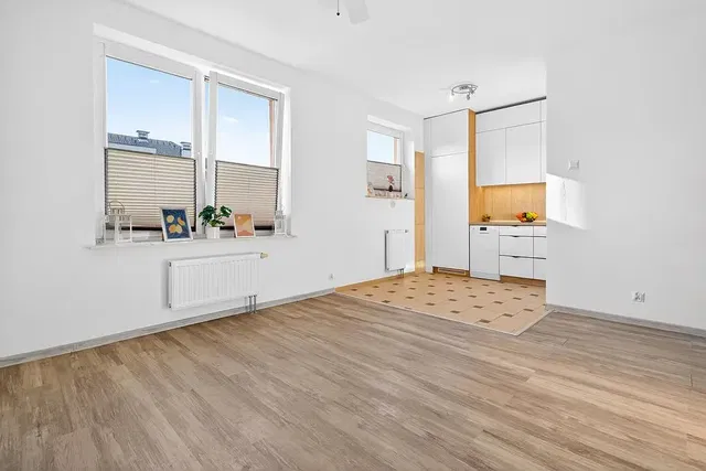 Living room; natural light, wood floor, view