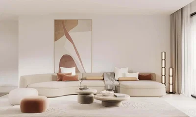 Oturma odası; doğal ışık, modern stil