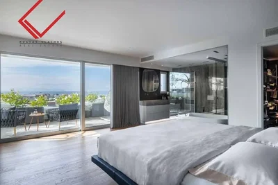 Спаваћа соба; поглед, природно светло, модерни стил, дрвени под