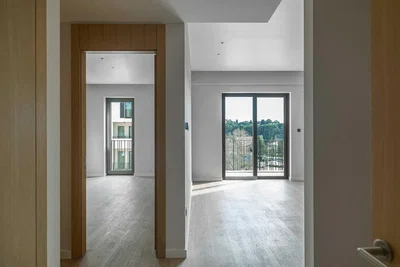 Wohnzimmer; blick, holzboden, tageslicht