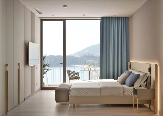 Camera da letto; vista, luce naturale, stile moderno