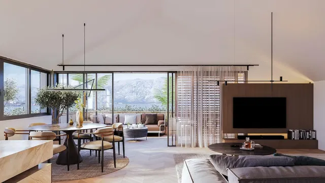 Soggiorno; vista, luce naturale, stile moderno