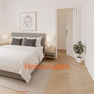 Spavaća soba; moderni stil, drveni pod, prirodno svjetlo