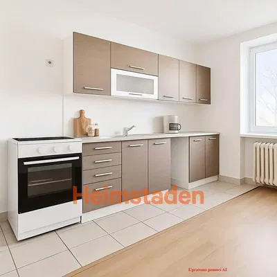 Mutfak; mutfak aletleri, fayans zemin, doğal ışık