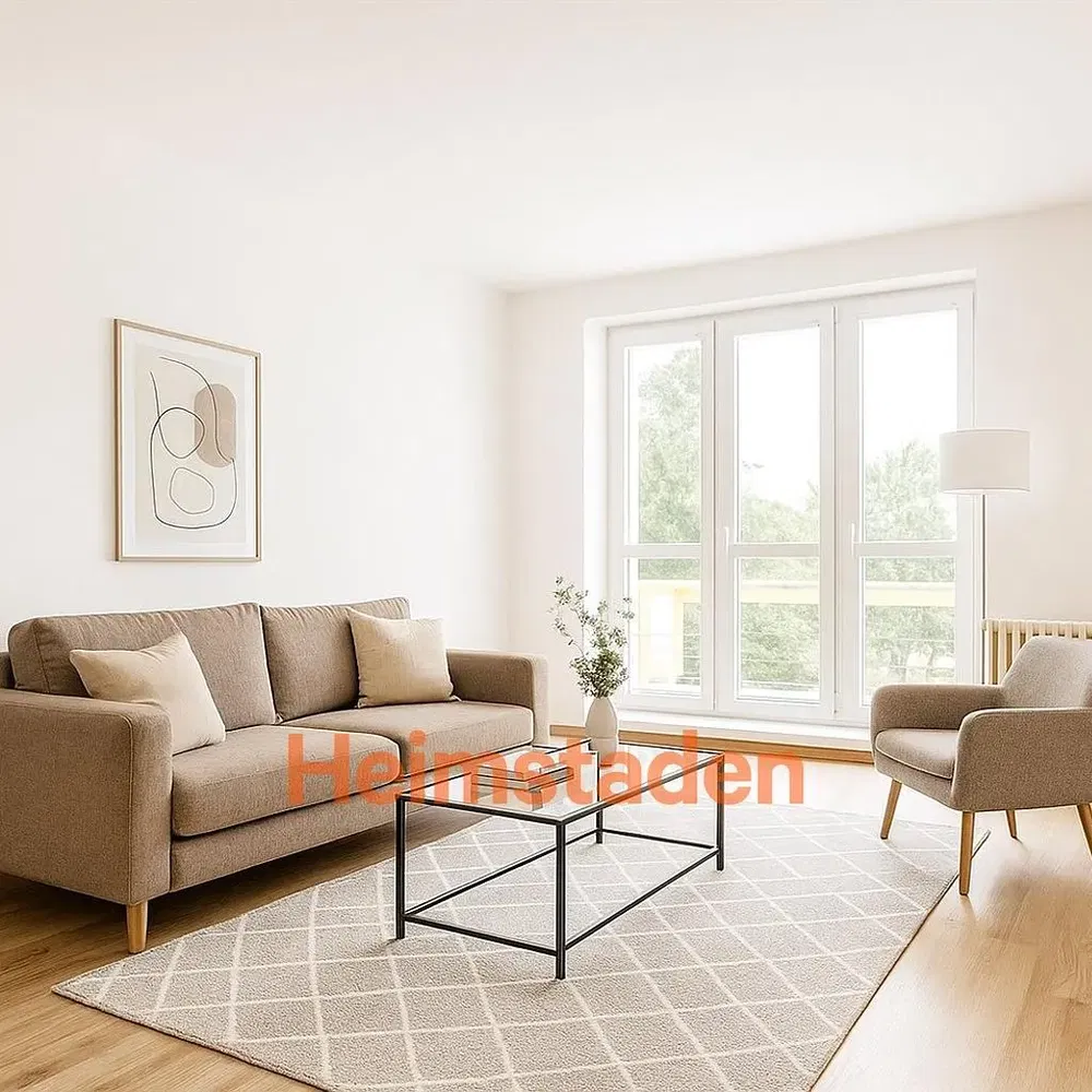 Wohnzimmer; tageslicht, moderner stil, holzboden