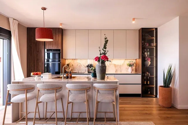 Keuken; keukenapparatuur, natuurlijk licht, moderne stijl
