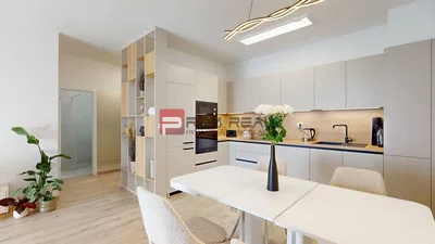 Küche; küchengeräte, tageslicht, moderner stil, holzboden