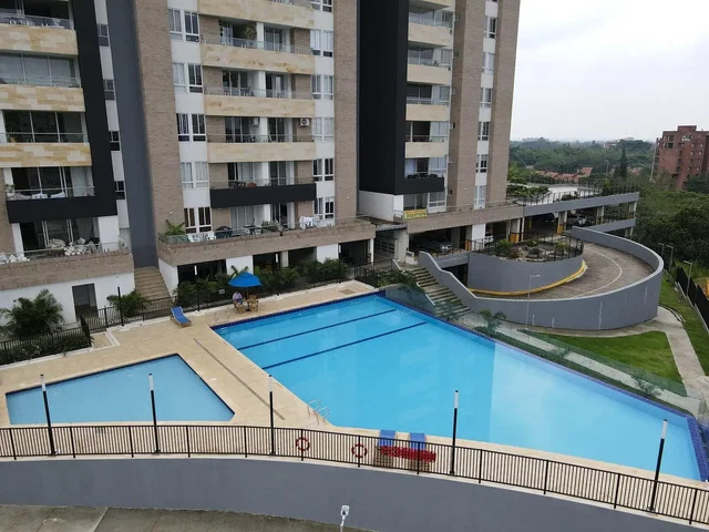 House and surroundings; view