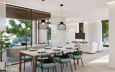 Yemek odası; manzara, doğal ışık, modern stil