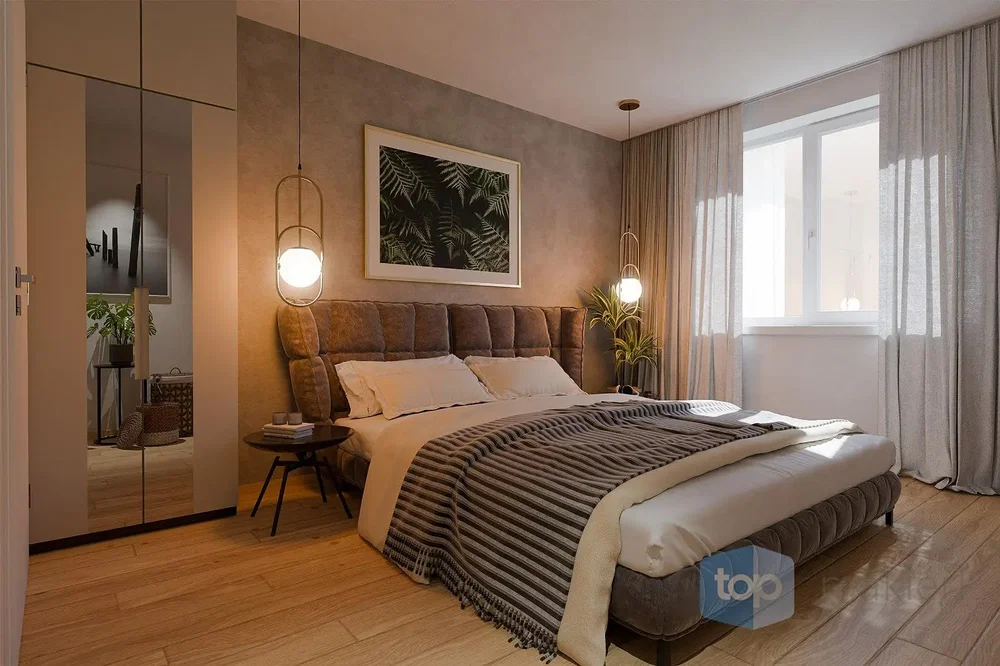 Спаваћа соба; природно светло, модерни стил, дрвени под