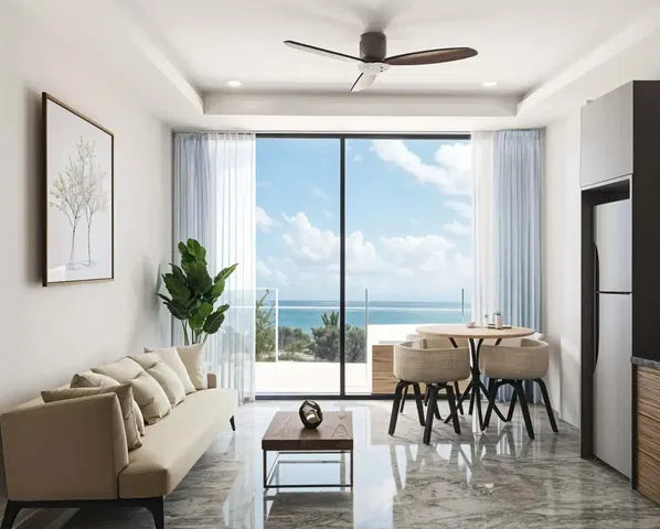 Obývací pokoj; výhled, přirozené světlo, moderní styl