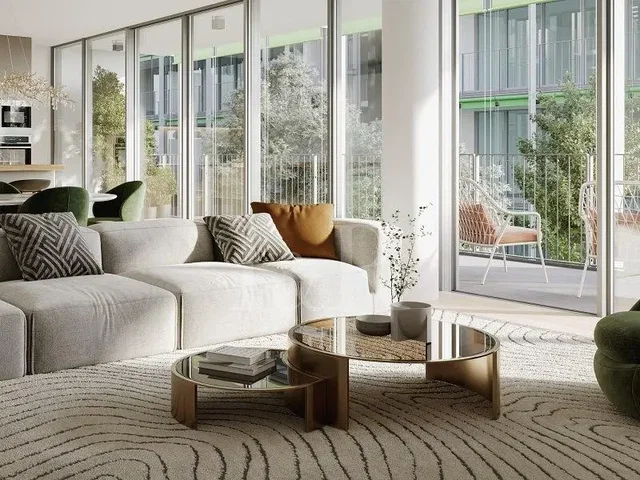 Oturma odası; manzara, doğal ışık, modern stil