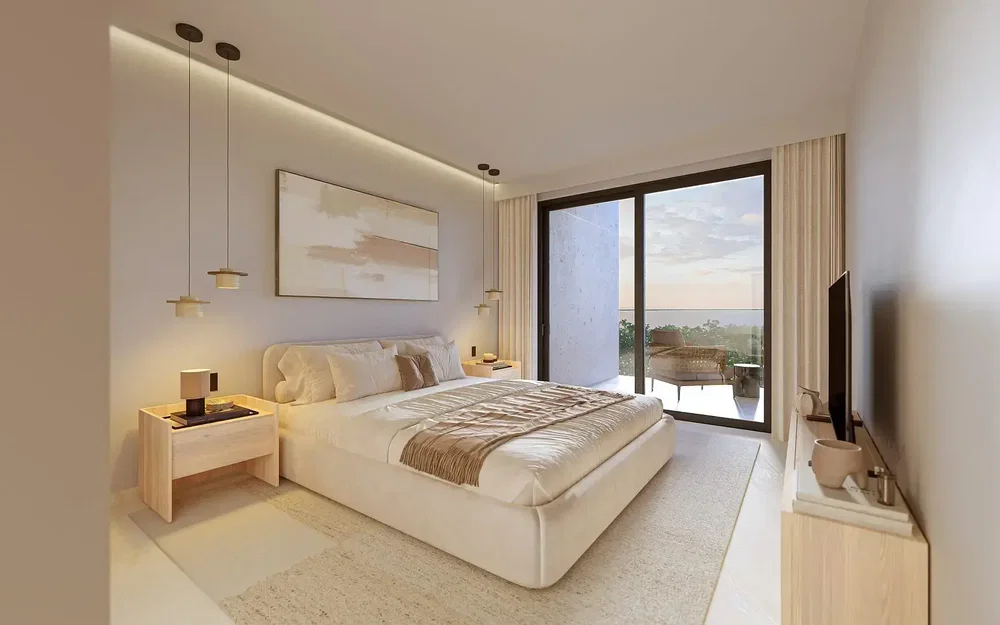 Yatak odası; doğal ışık, modern stil