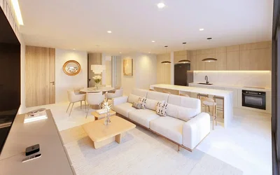 Oturma odası; doğal ışık, modern stil, mutfak aletleri