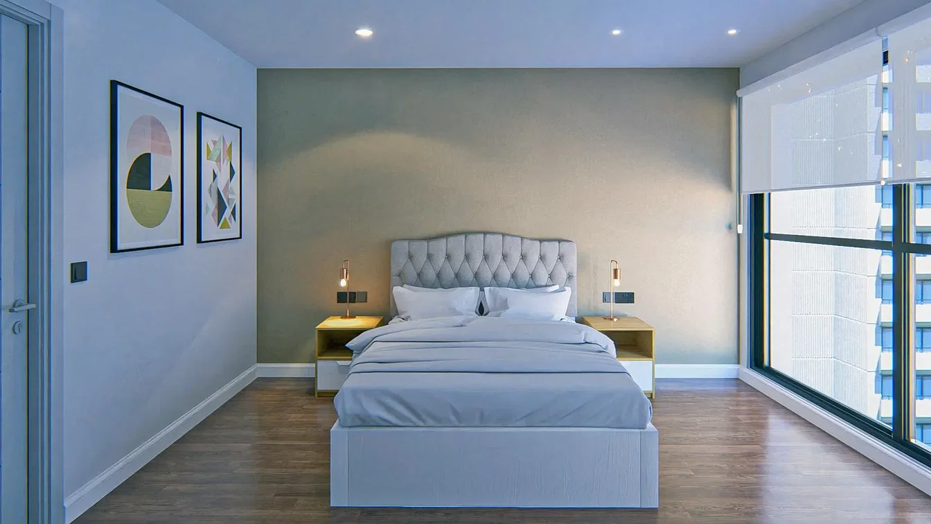 Sypialnia; światło dzienne, styl nowoczesny