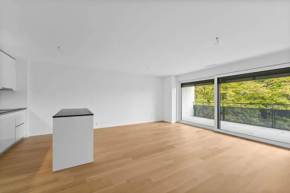 Oturma odası; manzara, ahşap zemin, doğal ışık