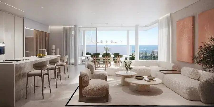 Oturma odası; manzara, modern stil, doğal ışık