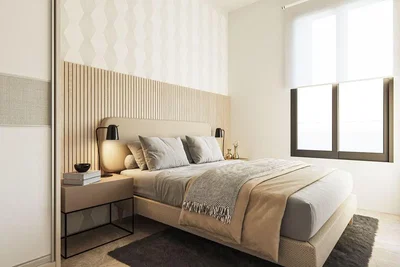 Yatak odası; doğal ışık, modern stil