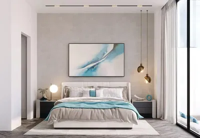 Spavaća soba; prirodna svjetlost, moderan stil