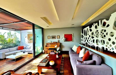 Oturma odası; manzara, doğal ışık, modern stil