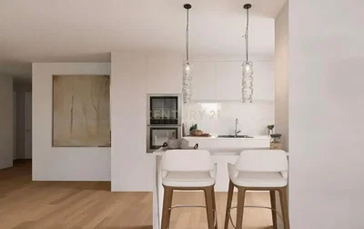 Mutfak; mutfak aletleri, ahşap zemin, doğal ışık, modern stil, tadilatlı